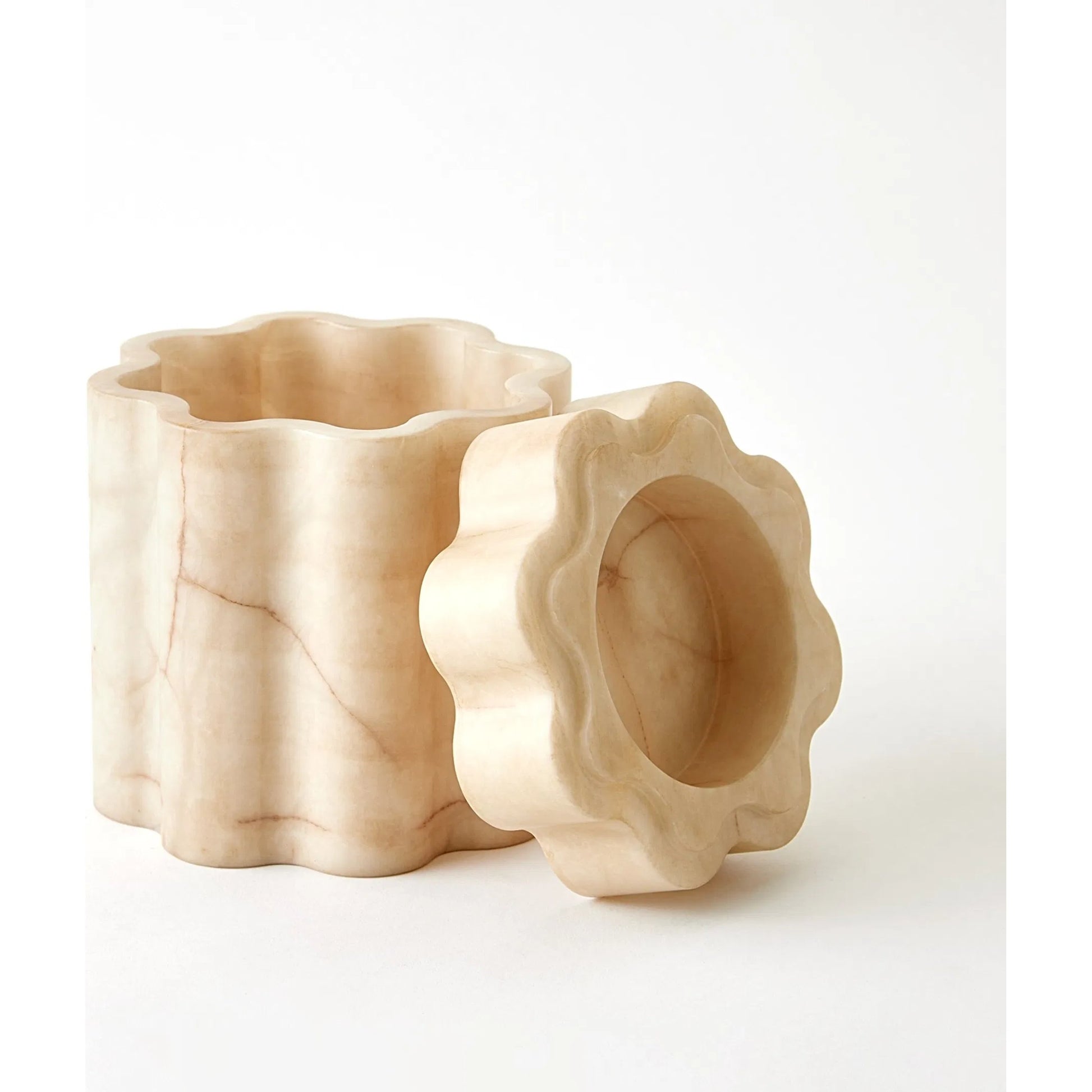 Cumulus Alabaster Tall Box by Global Views in cream. Made from alabaster in a unique style.