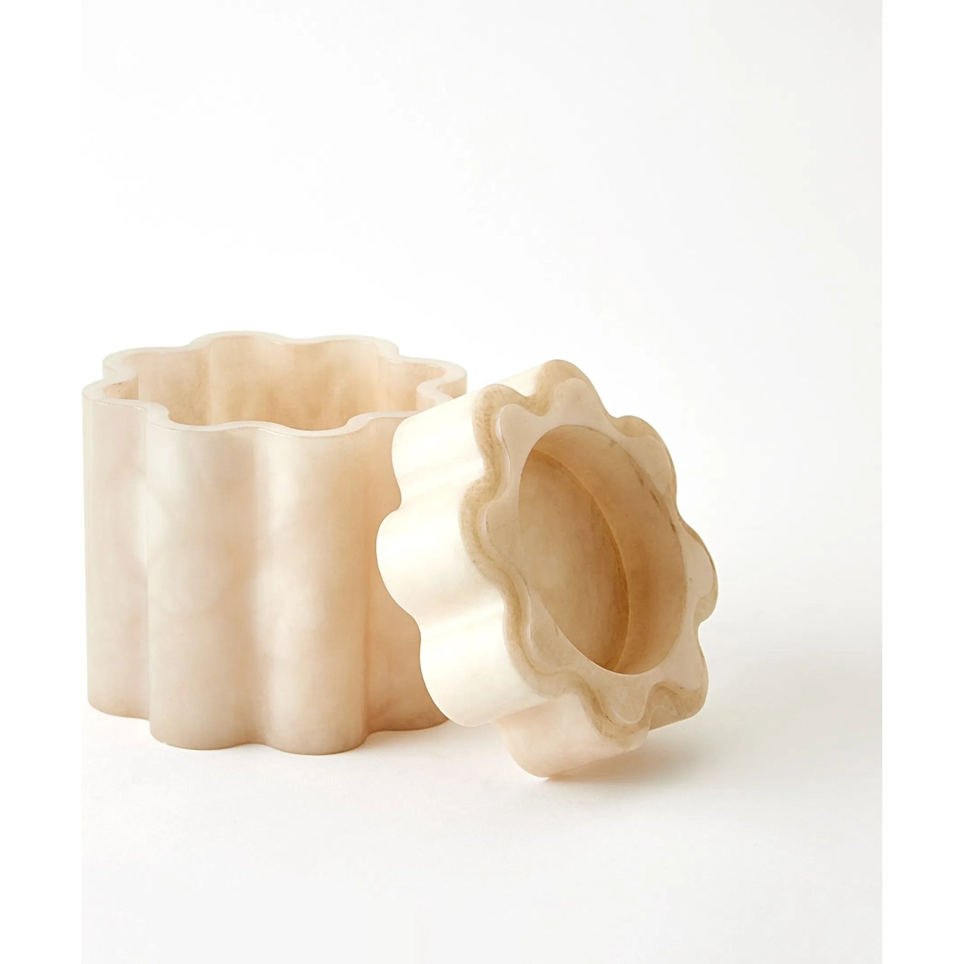 Cumulus Alabaster Tall Box by Global Views in cream. Made from alabaster in a unique style.
