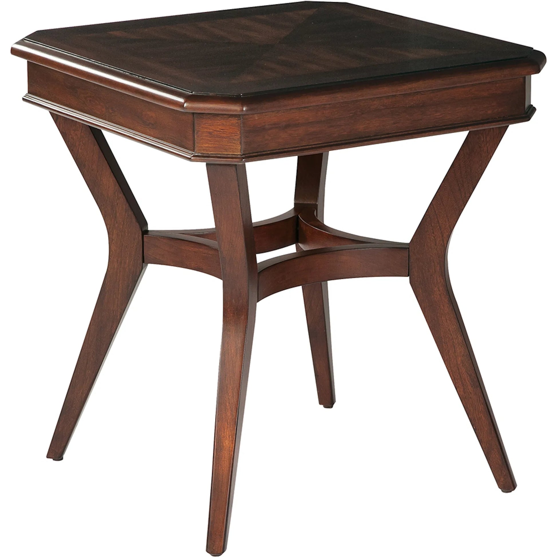 Belmont Square End Table by Fairfield Chair in brown and sable. Made from elm, birch solids, veneers in a unique style.