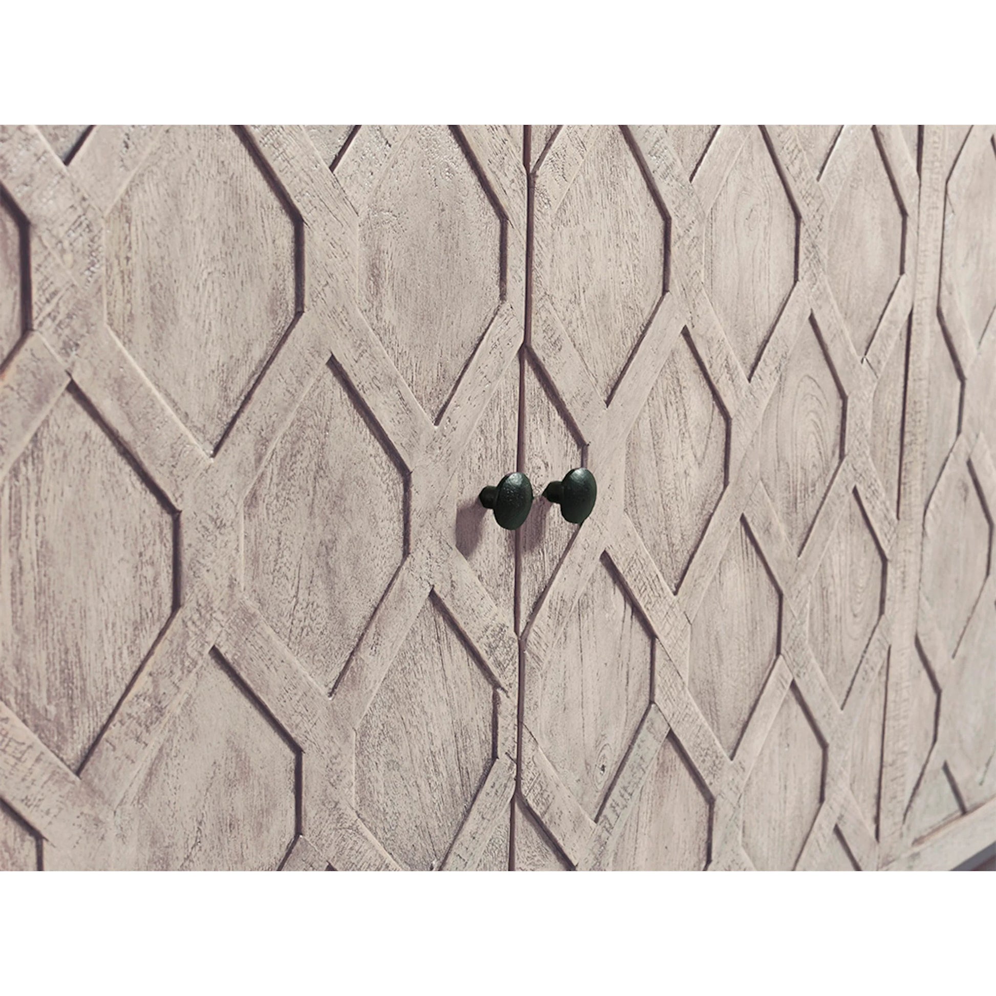 Aspect Credenza by Fairfield Chair in grey and dune. Made from mango solids in a unique style.