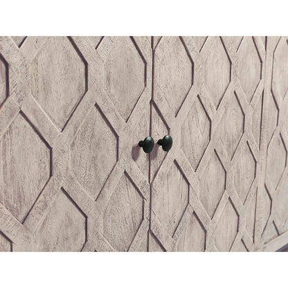 Aspect Credenza by Fairfield Chair in grey and dune. Made from mango solids in a unique style.