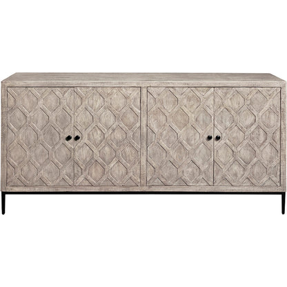 Aspect Credenza by Fairfield Chair in grey and dune. Made from mango solids in a unique style.