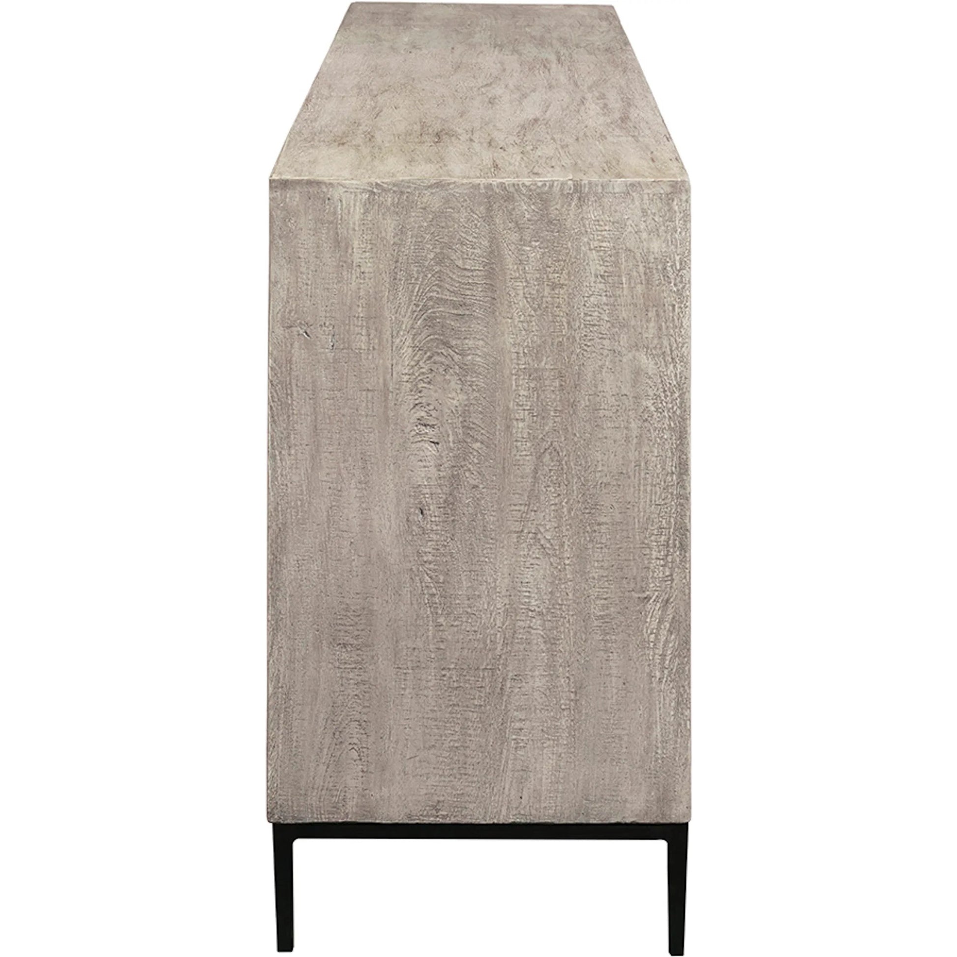 Aspect Credenza by Fairfield Chair in grey and dune. Made from mango solids in a unique style.