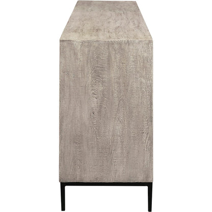 Aspect Credenza by Fairfield Chair in grey and dune. Made from mango solids in a unique style.