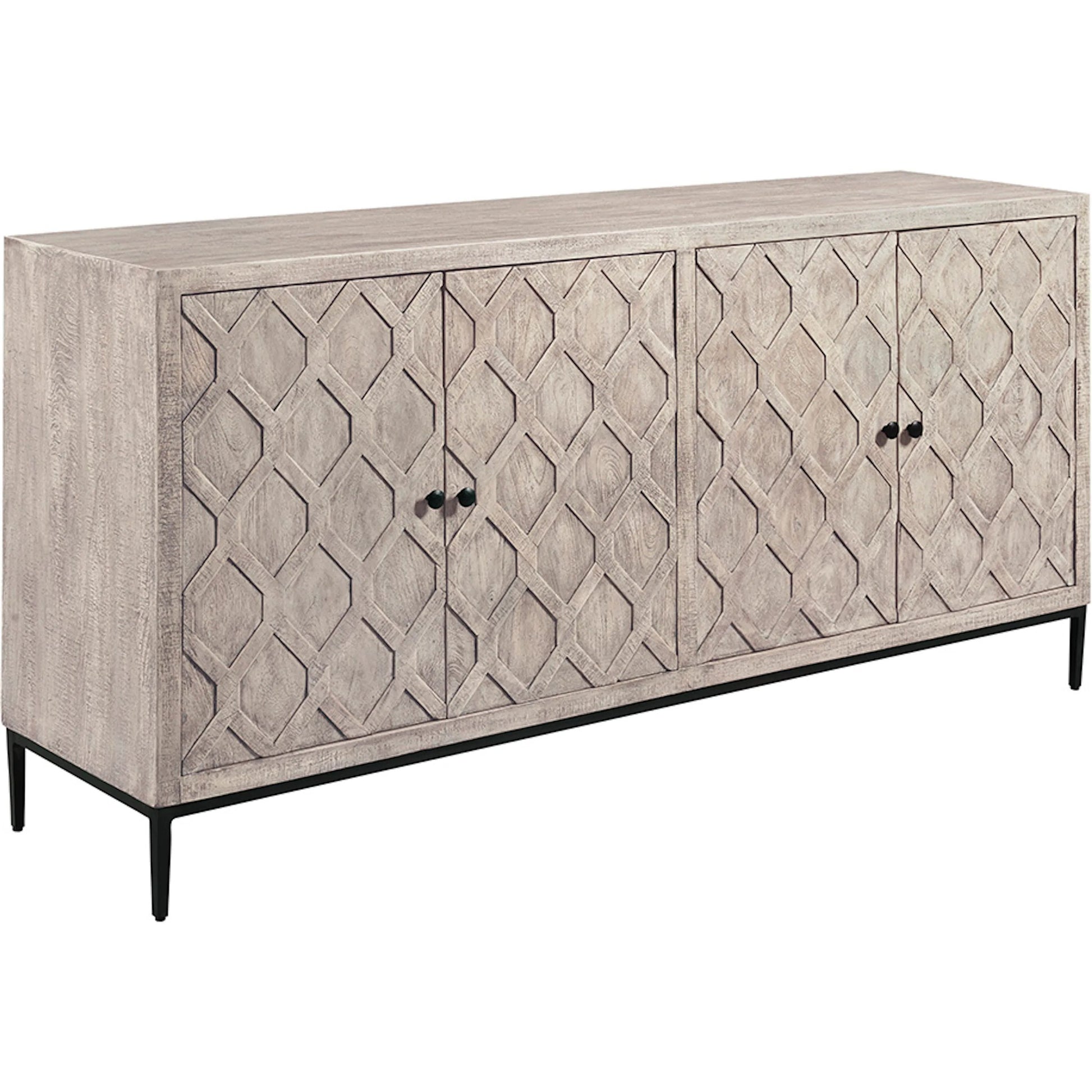 Aspect Credenza by Fairfield Chair in grey and dune. Made from mango solids in a unique style.