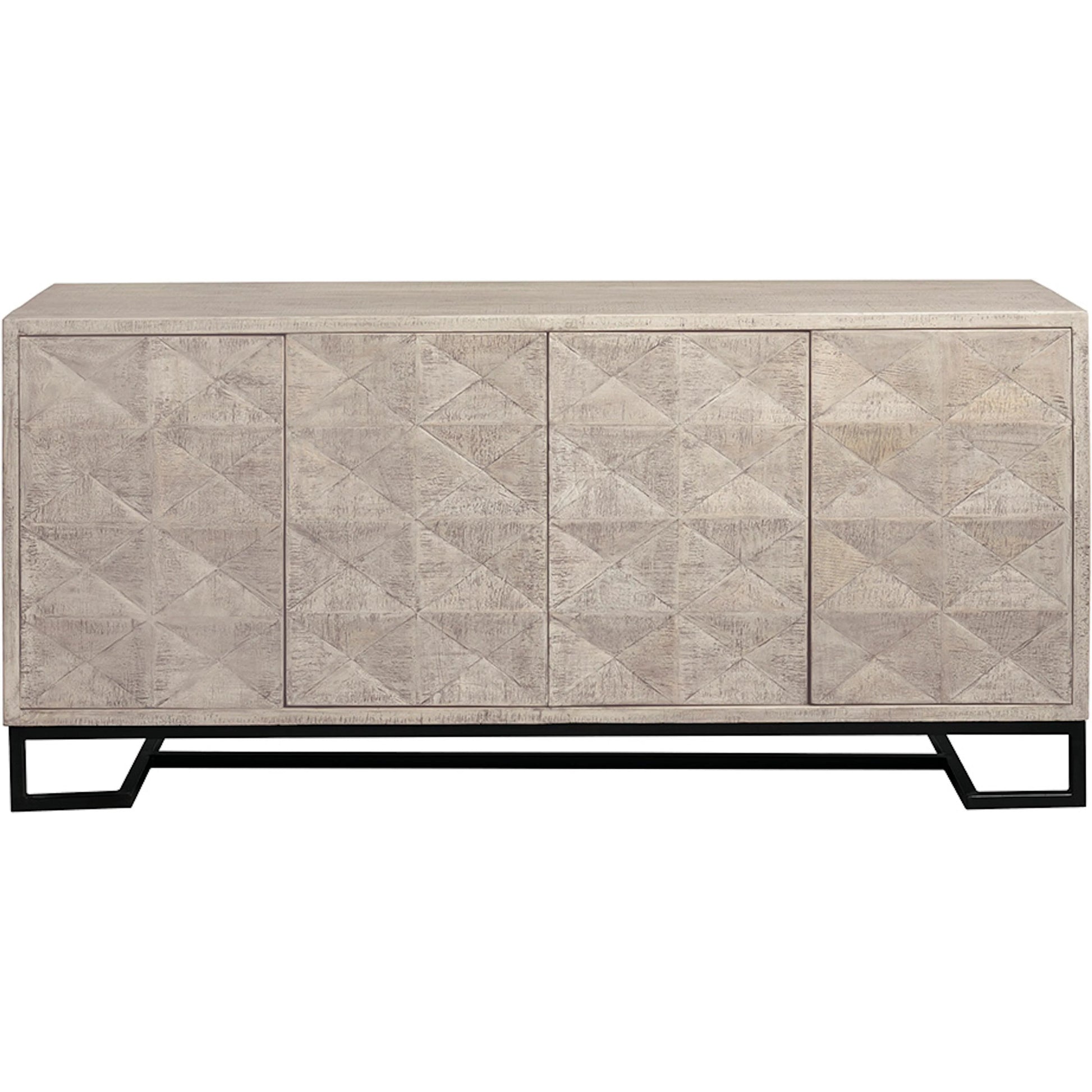 Aspect Credenza by Fairfield Chair in grey and dune. Made from mango solids in a unique style.