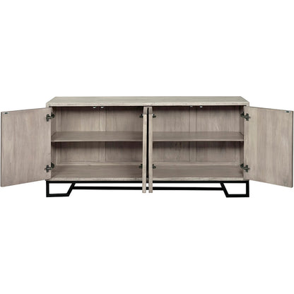 Aspect Credenza by Fairfield Chair in grey and dune. Made from mango solids in a unique style.