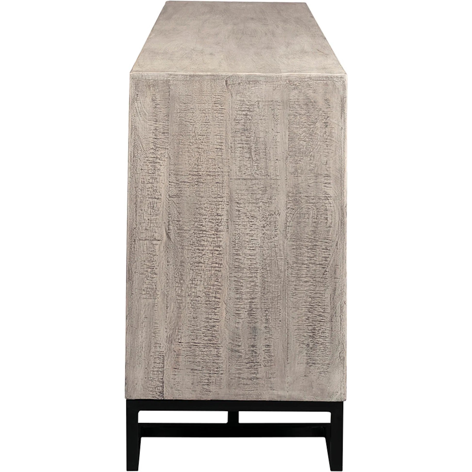 Aspect Credenza by Fairfield Chair in grey and dune. Made from mango solids in a unique style.