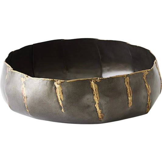 Armor Bowl by Global Views in antique gunmetal. Made from iron in a modern style.