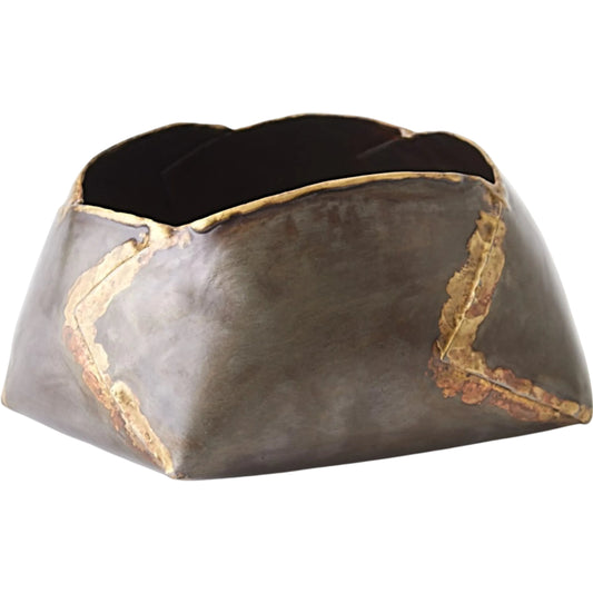 Pleated Armor Bowl by Global Views in antique gunmetal. Made from iron in a unique style.