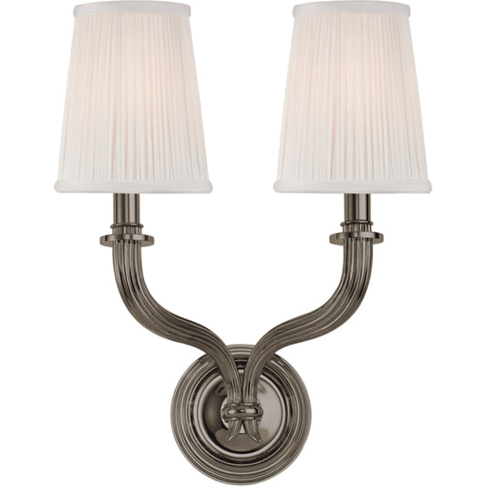 Danbury Wall Sconce by Hudson Valley in antique nickel. Made from brass in a traditional style.