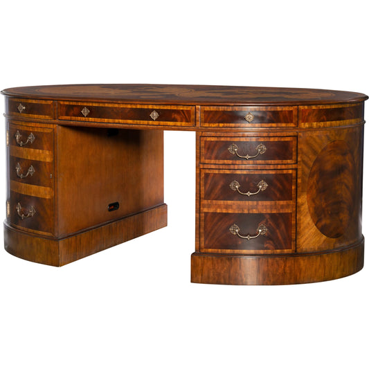 Map Partner's Oval Desk by Maitland-Smith. Made from unique in a traditional style.