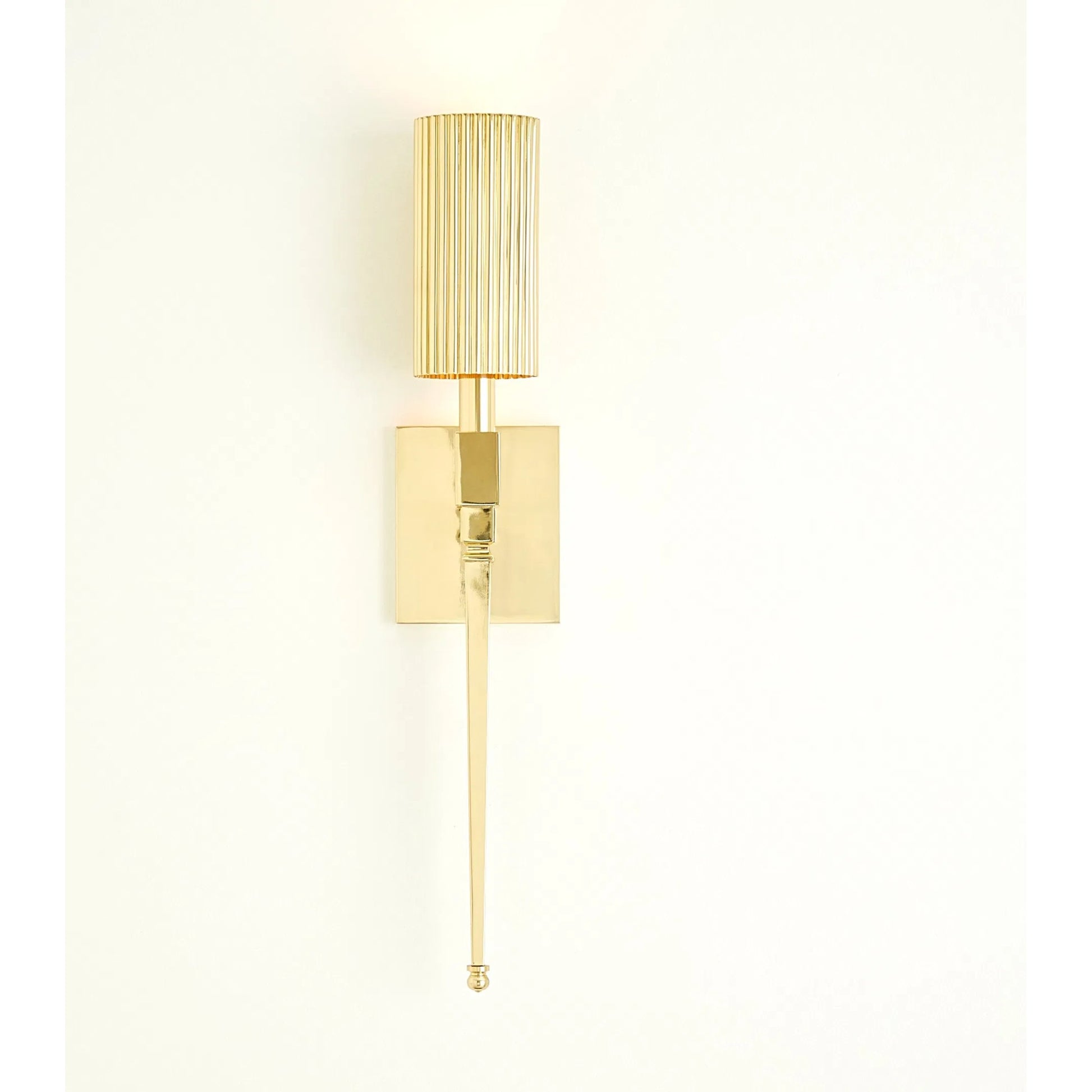 Fluted Single Sconce by Global Views. Made from brass in a modern style.