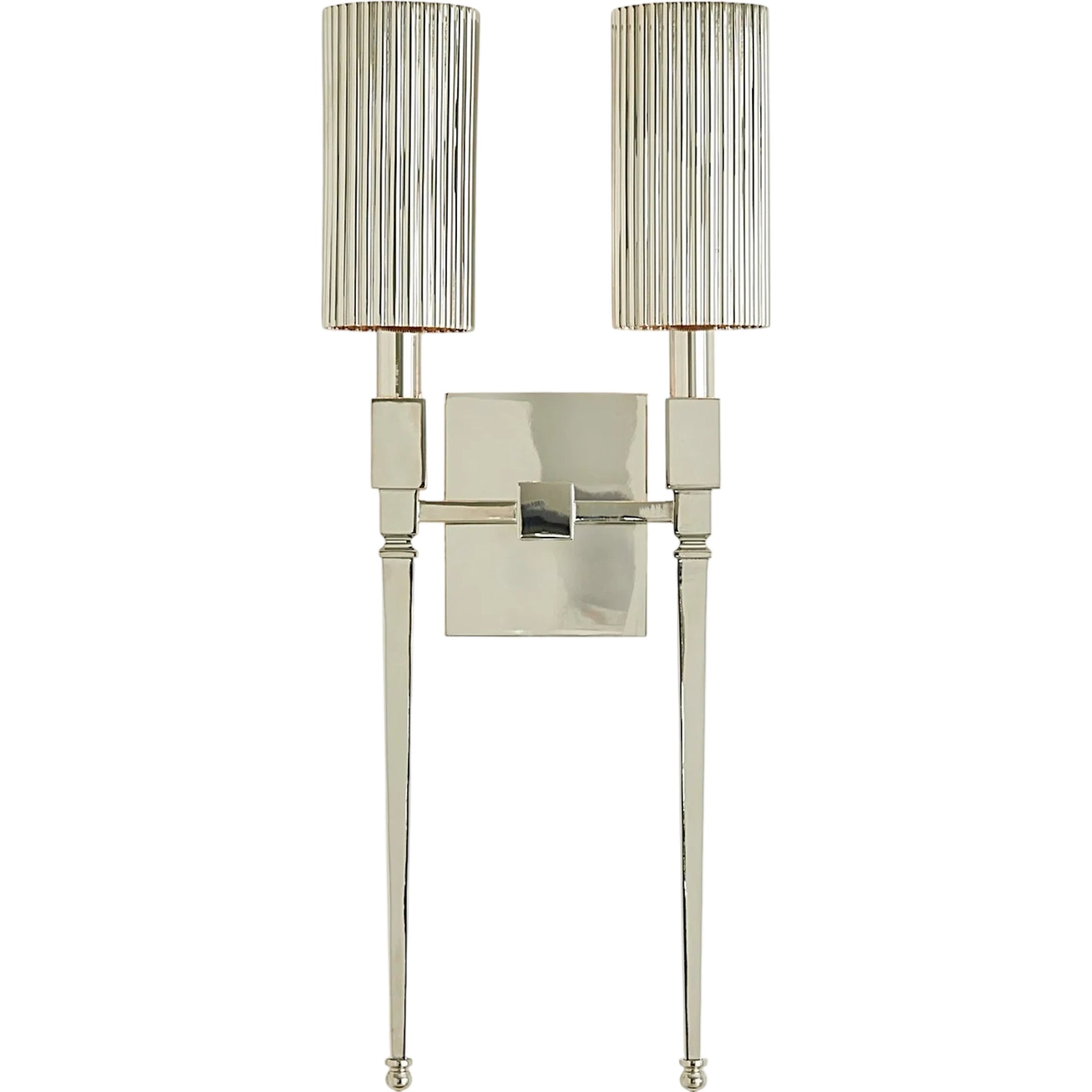 Fluted Double Sconce by Global Views in nickel and brass. Made from unique in a modern style.