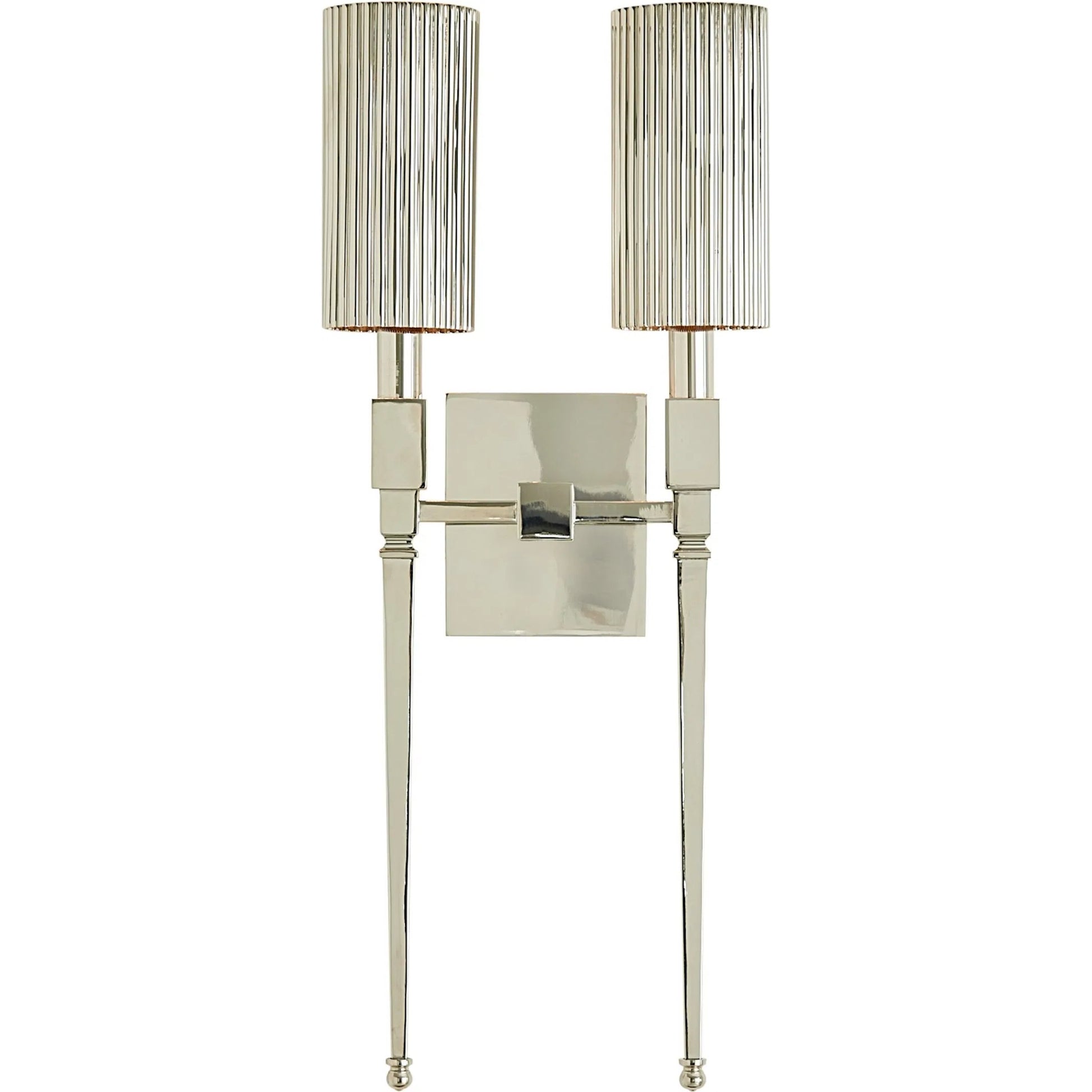 Fluted Double Sconce by Global Views in nickel and brass. Made from unique in a modern style.