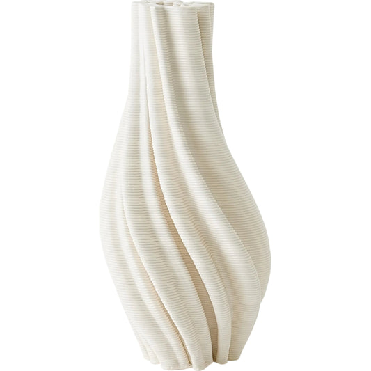 001 SI-2445676 | Primary Silo | Twist Printed Vase by Global Views in matte white. Made from ceramic in a unique style.