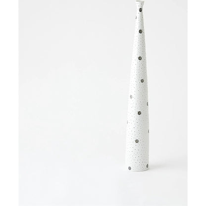 Spotted Tapered Vase by Global Views in white and black. Made from unique in a eclectic & global style.