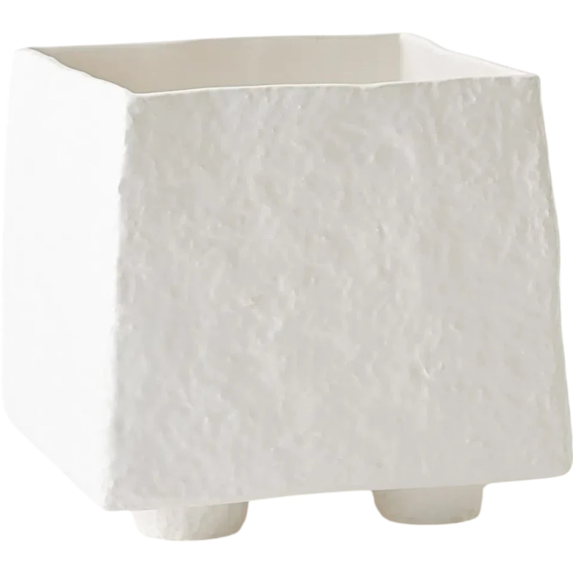 Rubble Square Planter by Global Views in white. Made from ceramic in a transitional style.