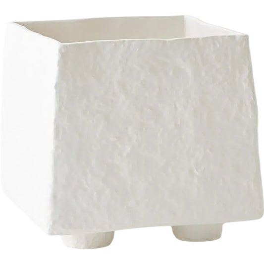 Rubble Square Planter by Global Views in white. Made from ceramic in a unique style.