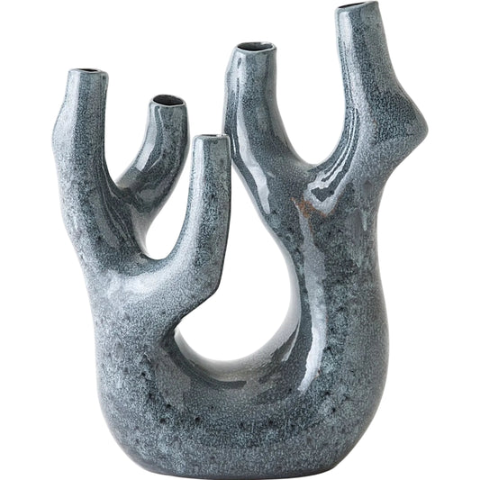 Creation Vase by Global Views in gloss reactive blue. Made from earthenware in a unique style.