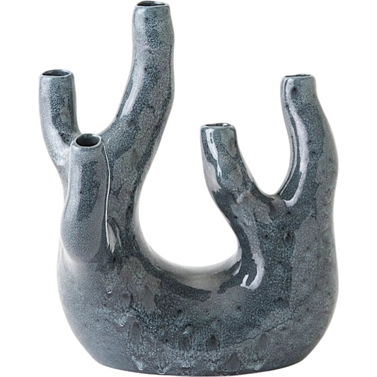 Creation Vase by Global Views in gloss reactive blue. Made from earthenware in a unique style.