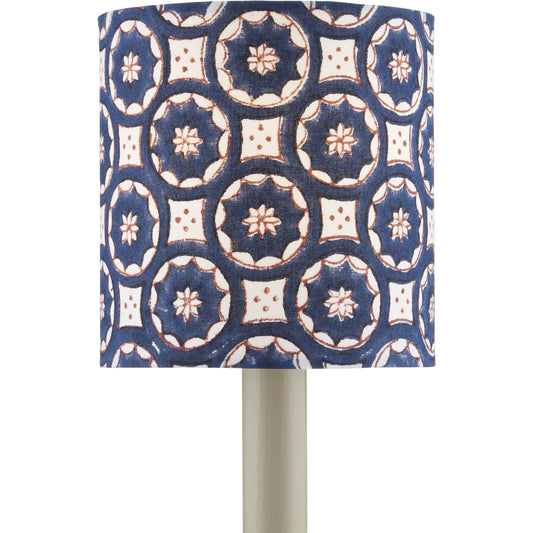 Block Print Drum Chandelier Shade by Currey and Company. Made from cotton in a modern style.