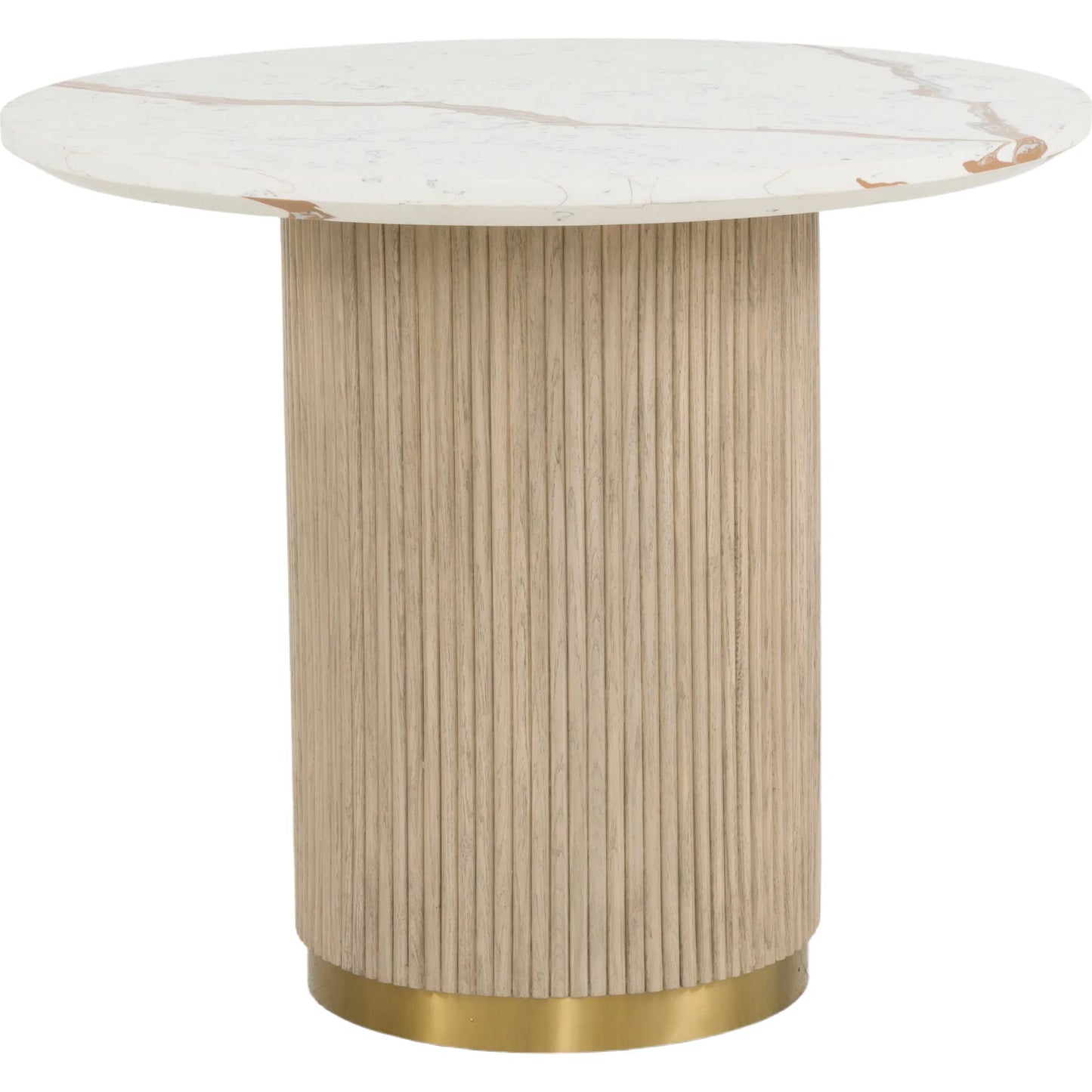 001 SI-2635923 | Additional Silo | Everett Round Dining Table by Fairfield Chair in brown and biscotti. Made from red oak solids, veneers, faux marble in a unique style.