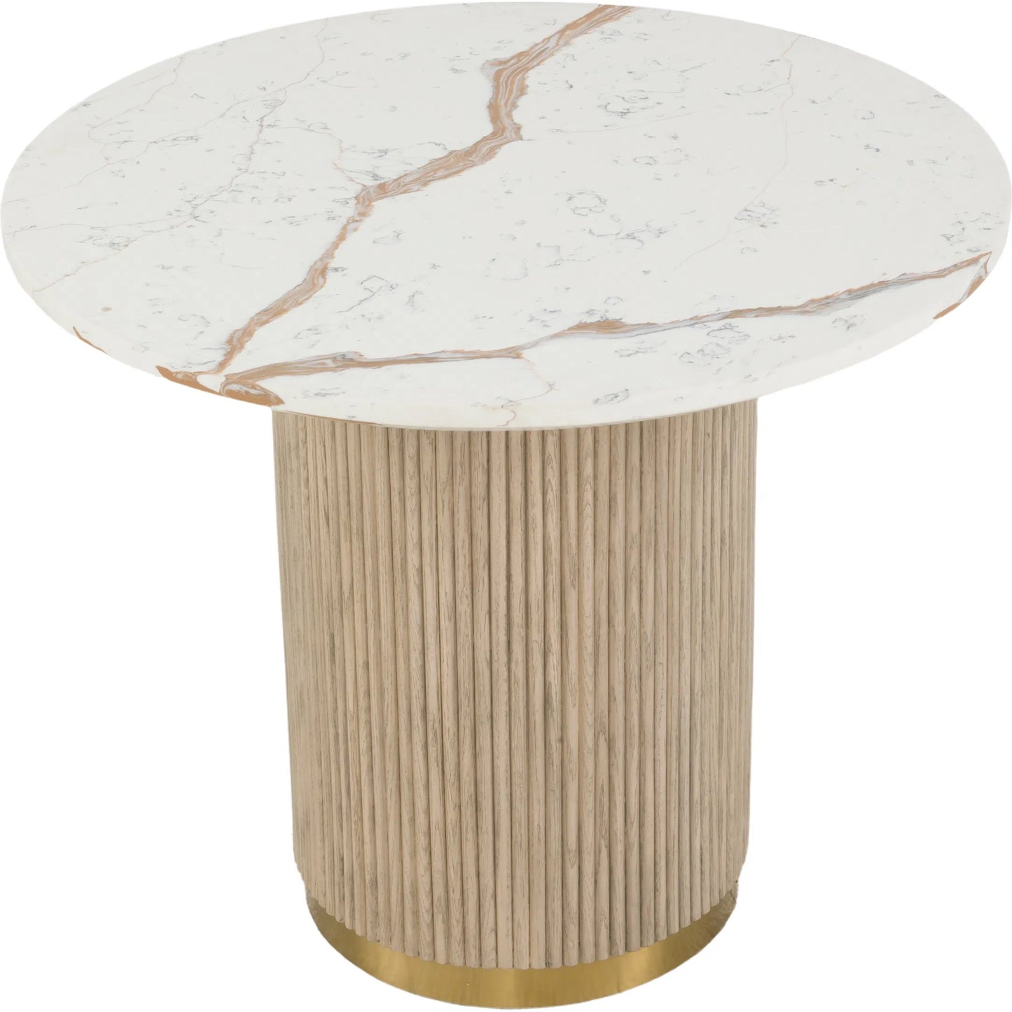 002 SI-2635923 | Additional Silo | Everett Round Dining Table by Fairfield Chair in brown and biscotti. Made from red oak solids, veneers, faux marble in a unique style.