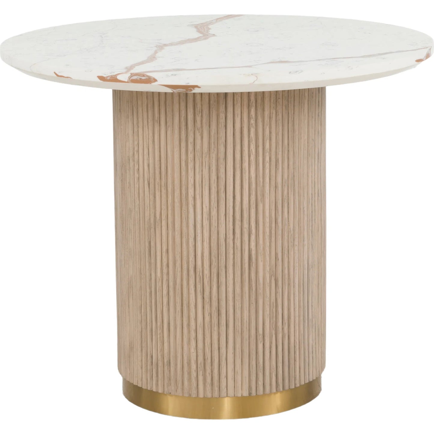 000 SI-2635923 | Primary Silo | Everett Round Dining Table by Fairfield Chair in brown and biscotti. Made from red oak solids, veneers, faux marble in a unique style.