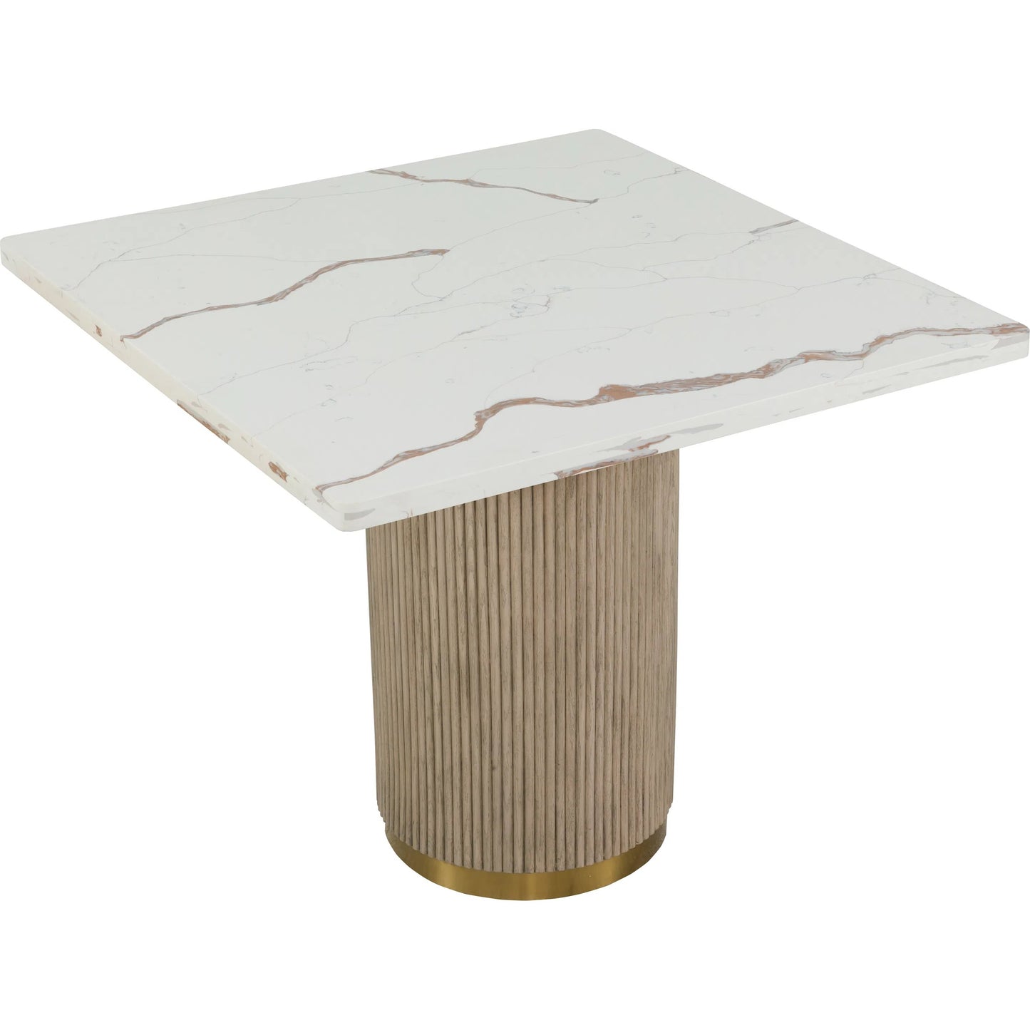 002 SI-2635925 | Additional Silo | Everett Square Dining Table by Fairfield Chair in brown and biscotti. Made from red oak solids, veneers, faux marble in a unique style.
