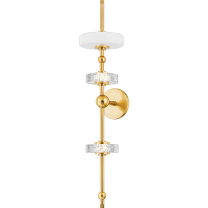 Maynard Wall Sconce by Hudson Valley in aged brass. Made from steel in a modern style.