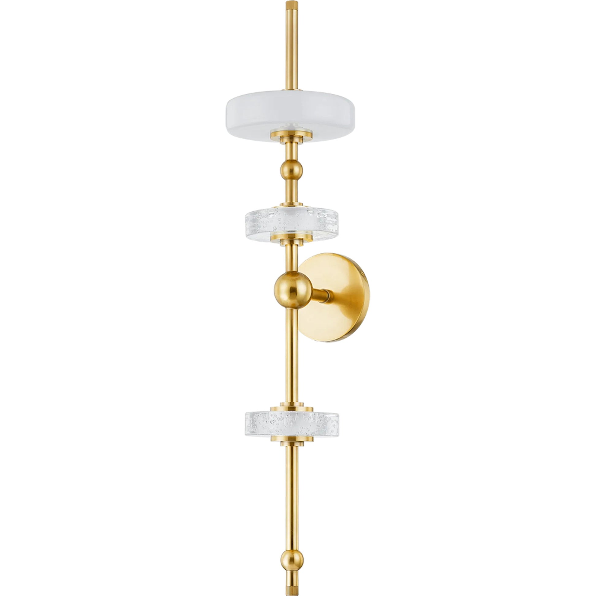 Maynard Wall Sconce by Hudson Valley in aged brass. Made from steel in a modern style.