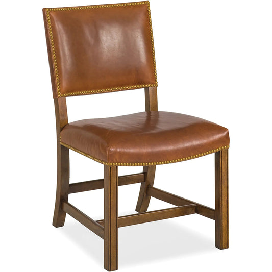 Rudy Side Chair by Maitland-Smith in dark walnut. Made from leather upholstery in a unique style.