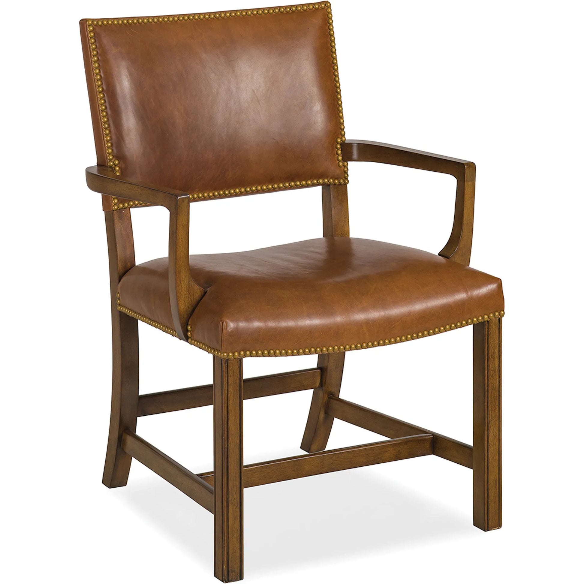 Rudy Arm Chair by Maitland-Smith in dark walnut. Made from leather upholstery in a unique style.