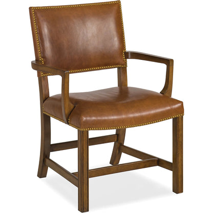 Rudy Arm Chair by Maitland-Smith in dark walnut. Made from leather upholstery in a unique style.