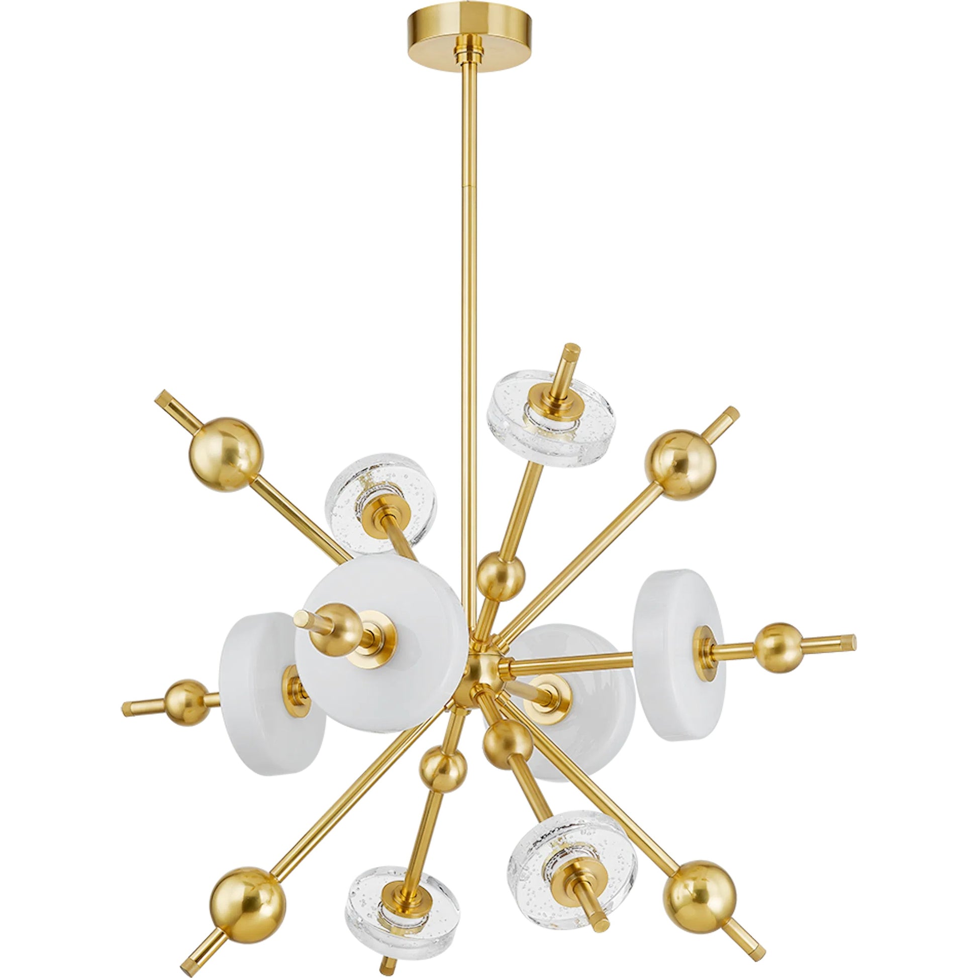 Maynard 8-Light Chandelier by Hudson Valley in aged brass. Made from steel in a modern style.