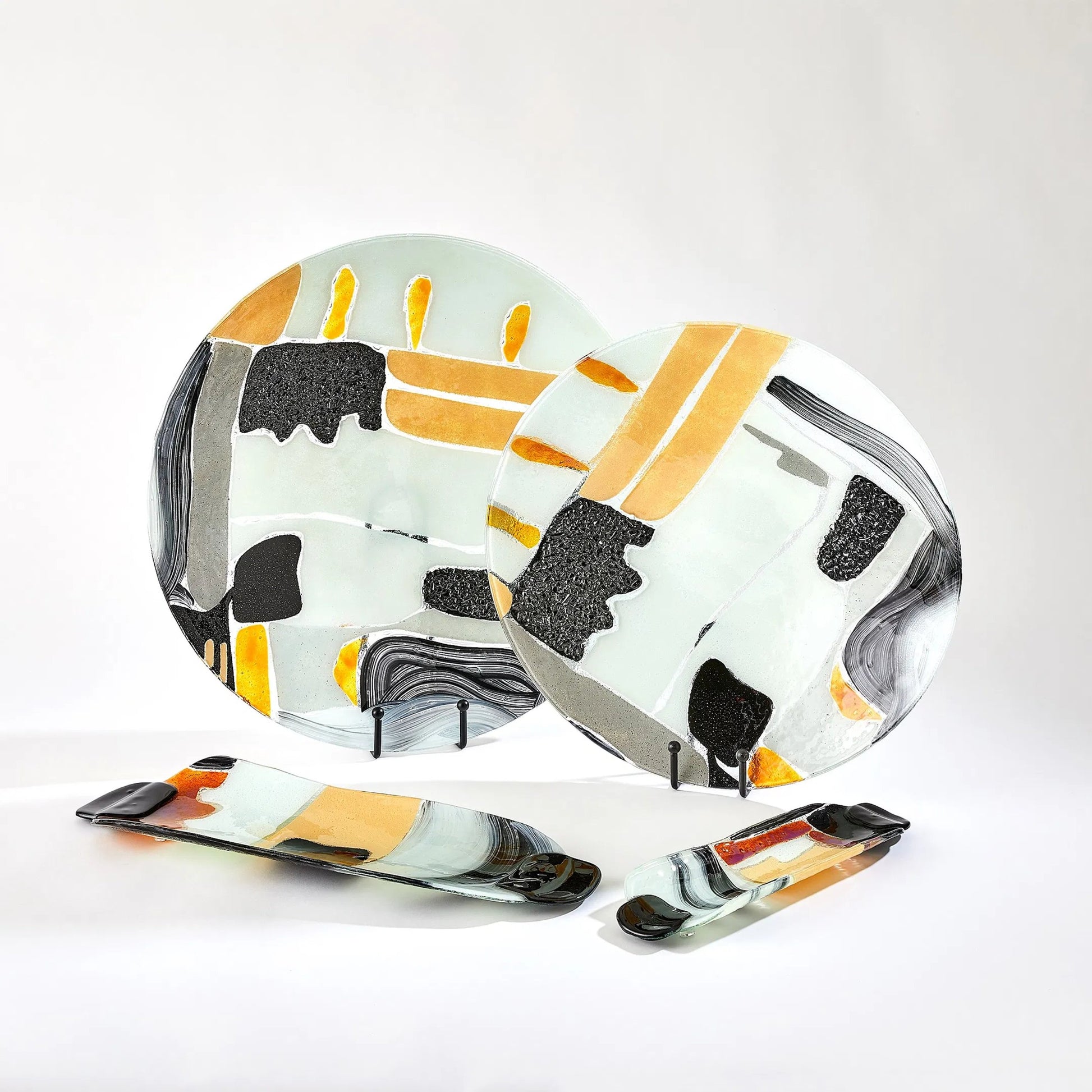 Cashmere Glass Charger by Global Views in natural. Made from art glass in a eclectic & global style.