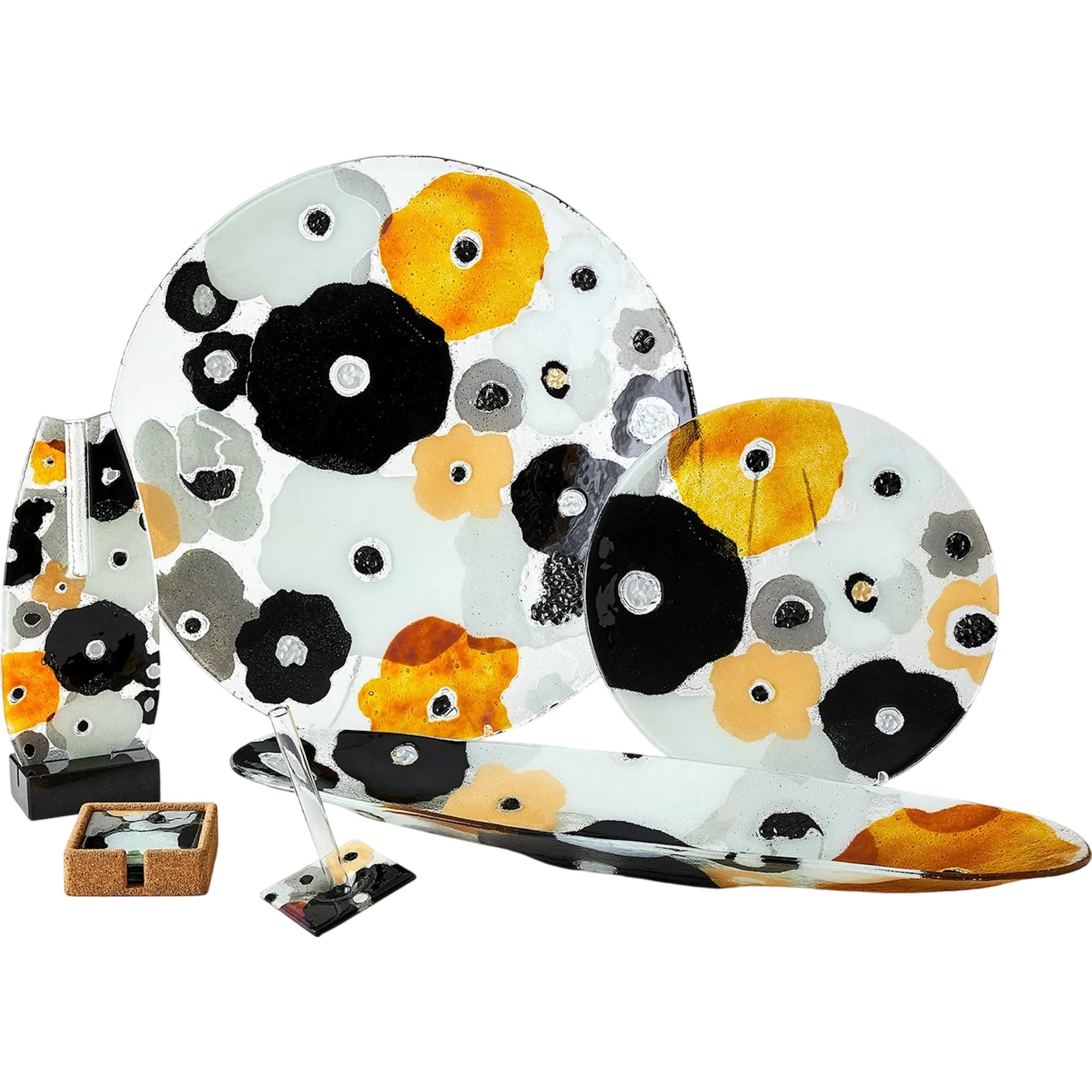 Fused Floral Vase by Global Views in clear. Made from unique in a eclectic & global style.