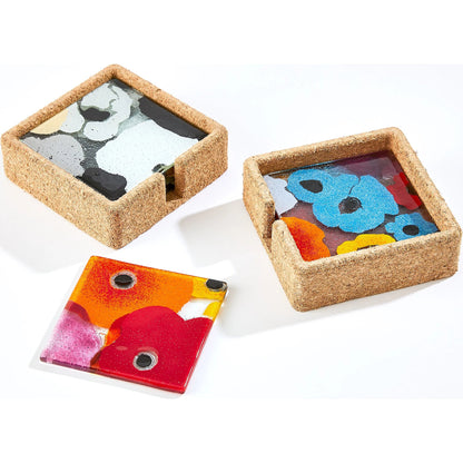 Fused Floral Coaster Set by Global Views in clear. Made from unique in a eclectic & global style.