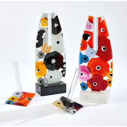 Fused Floral Vase by Global Views in clear. Made from unique in a eclectic & global style.