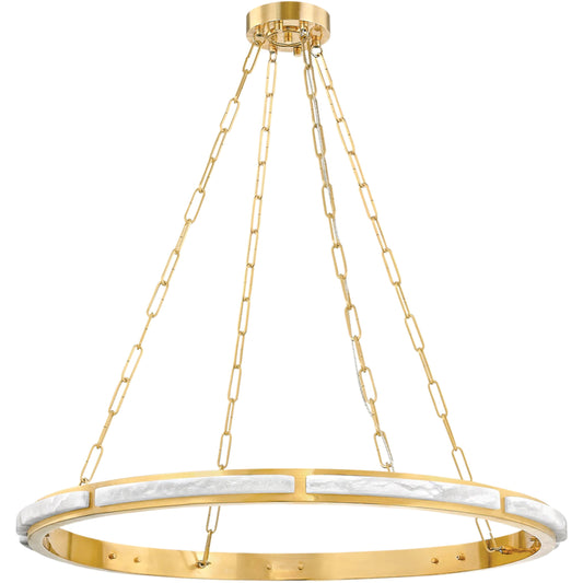 Wingate Chandelier by Hudson Valley in aged brass. Made from brass in a unique style.