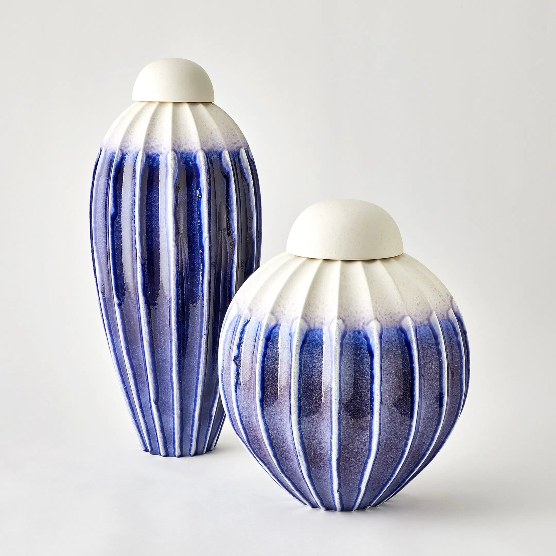 Fluted Jar with Lid by Global Views. Made from ceramic in a eclectic & global style.