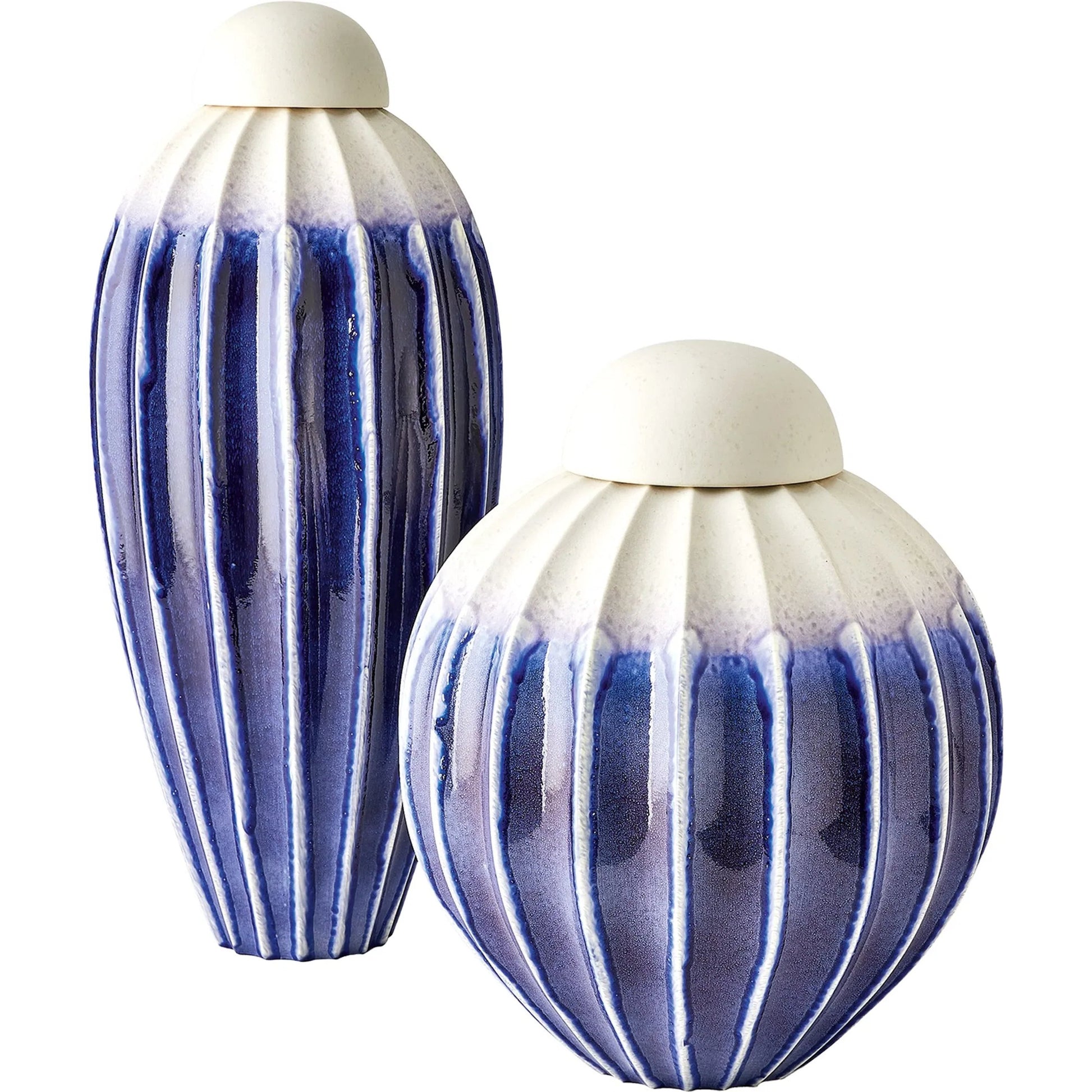 Fluted Jar with Lid by Global Views. Made from ceramic in a eclectic & global style.