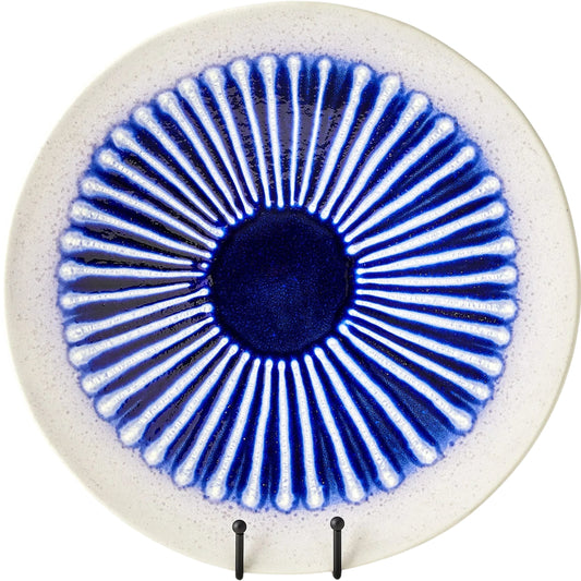 Striped Charger by Global Views in cobalt. Made from ceramic in a eclectic & global style.