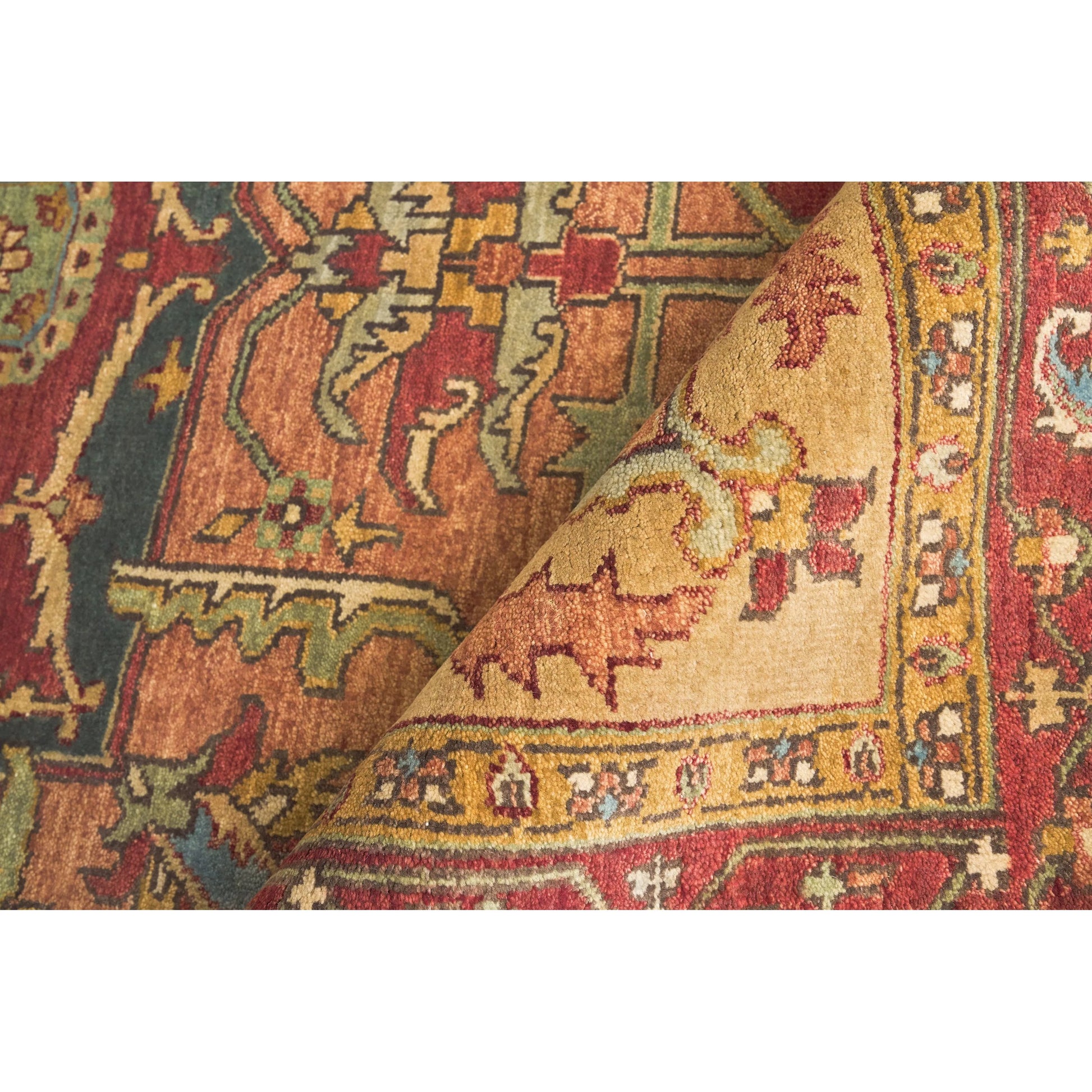 Antique Weave Area Serapi Rug by Exquisite Rugs in rust, gold. Made from new zealand wool in a unique style.