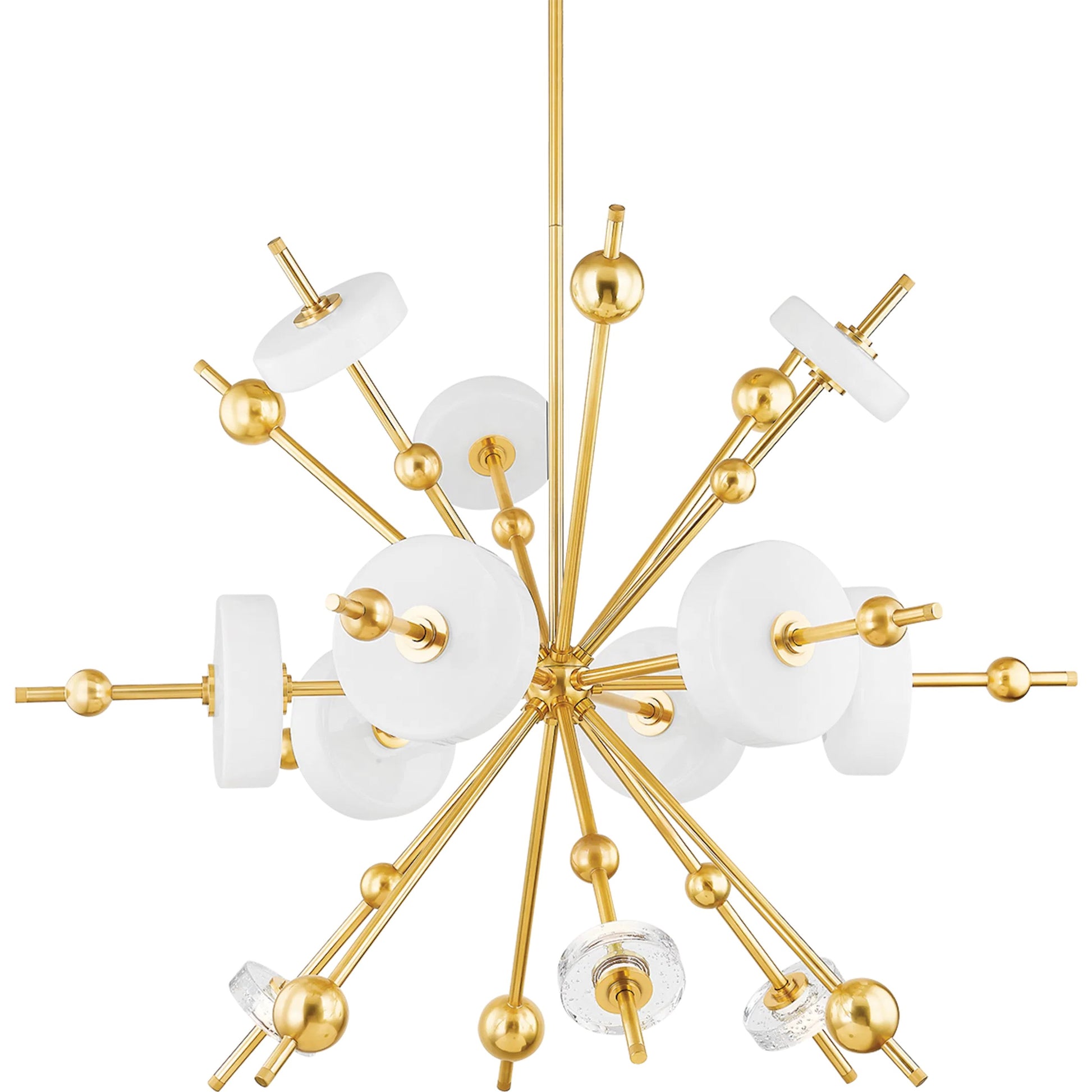 Maynard 12-Light Chandelier by Hudson Valley in aged brass. Made from steel in a modern style.