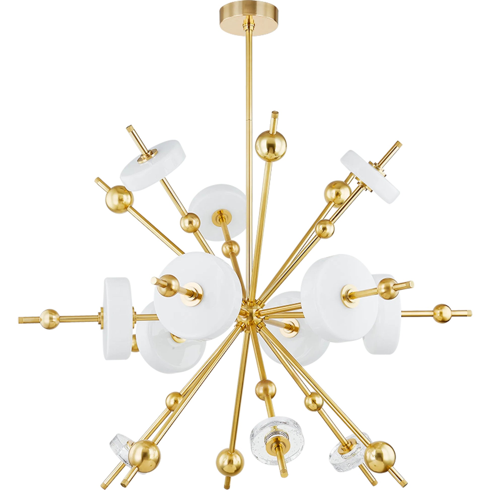 Maynard 12-Light Chandelier by Hudson Valley in aged brass. Made from steel in a modern style.