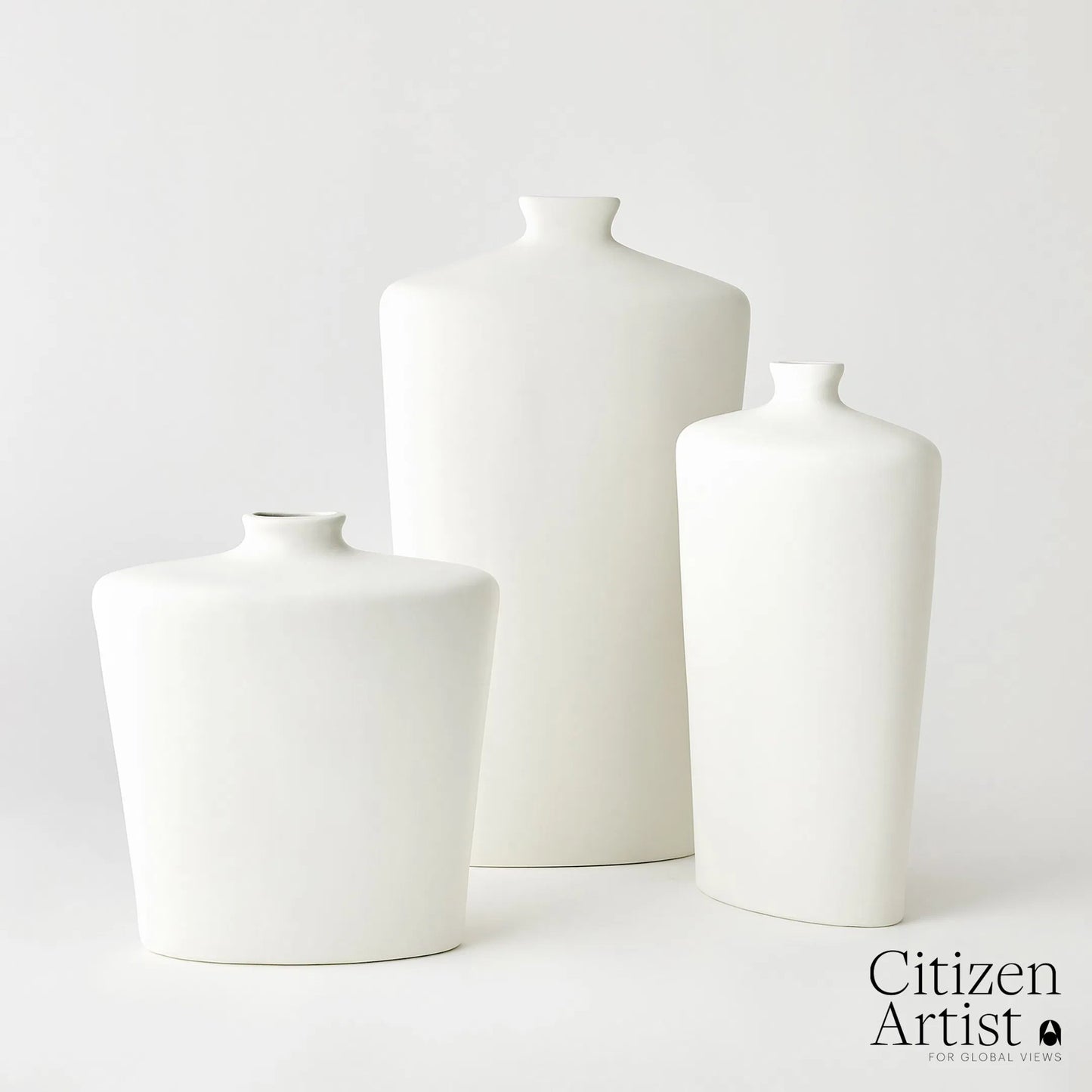 017 SI-2324558,SI-2324559,SI-2324560 | Additional Silo | Terzo Vase by Global Views in matte white. Made from unique in a modern style.