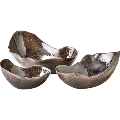 Horn Bowl, Reactive Amethyst by Global Views in reactive amethyst. Made from ceramic in a modern style.