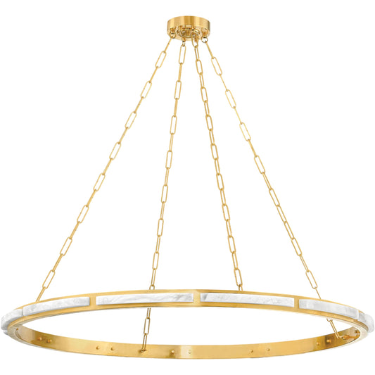 Wingate Chandelier by Hudson Valley in aged brass. Made from brass in a unique style.